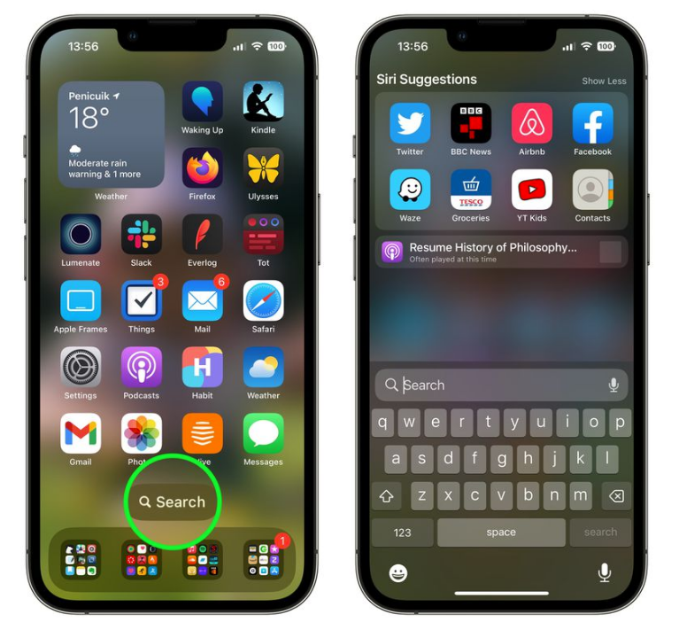 蒸湘苹果手机维修分享升级到 iOS 16 后，如何删除主屏幕上的搜索按钮 