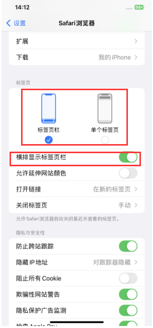 蒸湘苹果手机维修分享Safari浏览器如何切换标签栏位置 